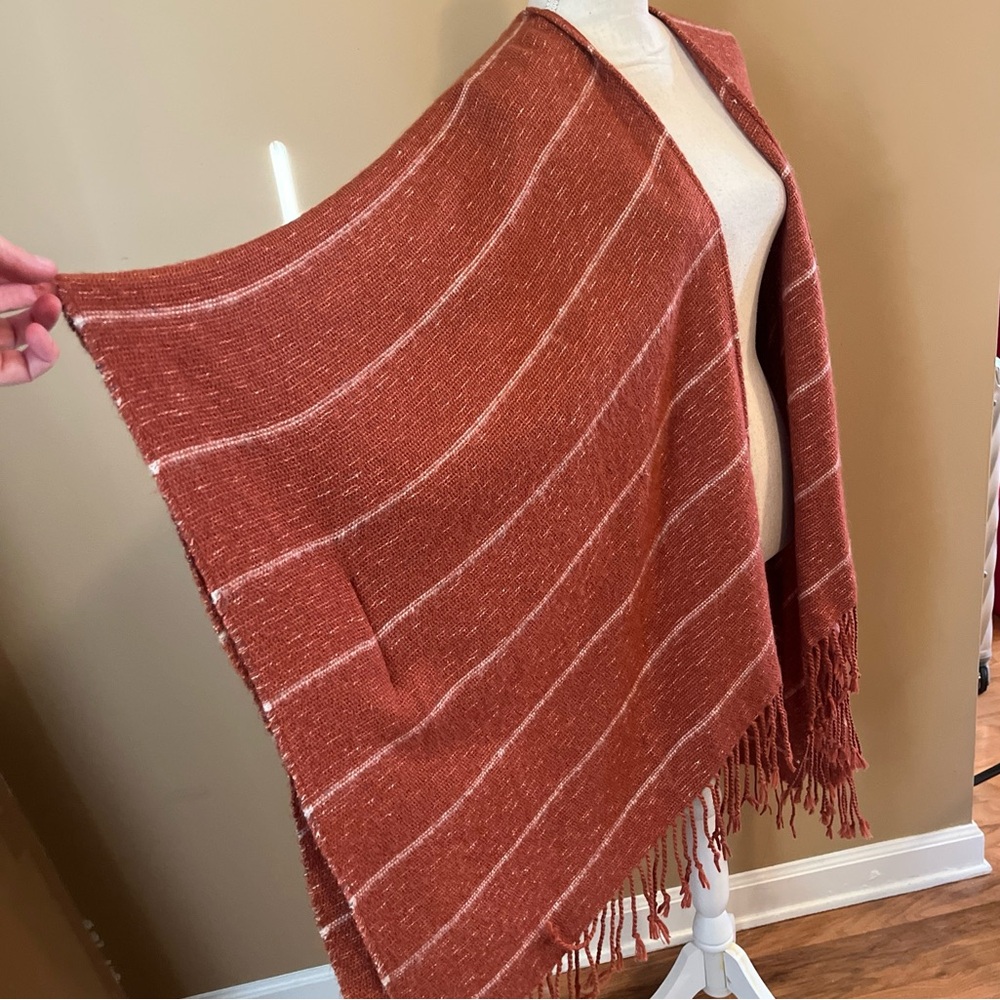 Universal Thread Osfm Orange/ Rust Shaw Wrap Swea… - image 3